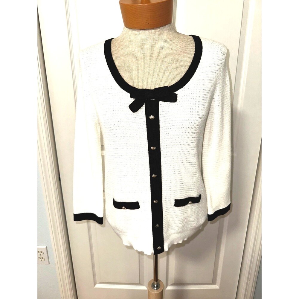 White House Black Market Cardigan Sweater With Bow Women's XS Extra Small Euc